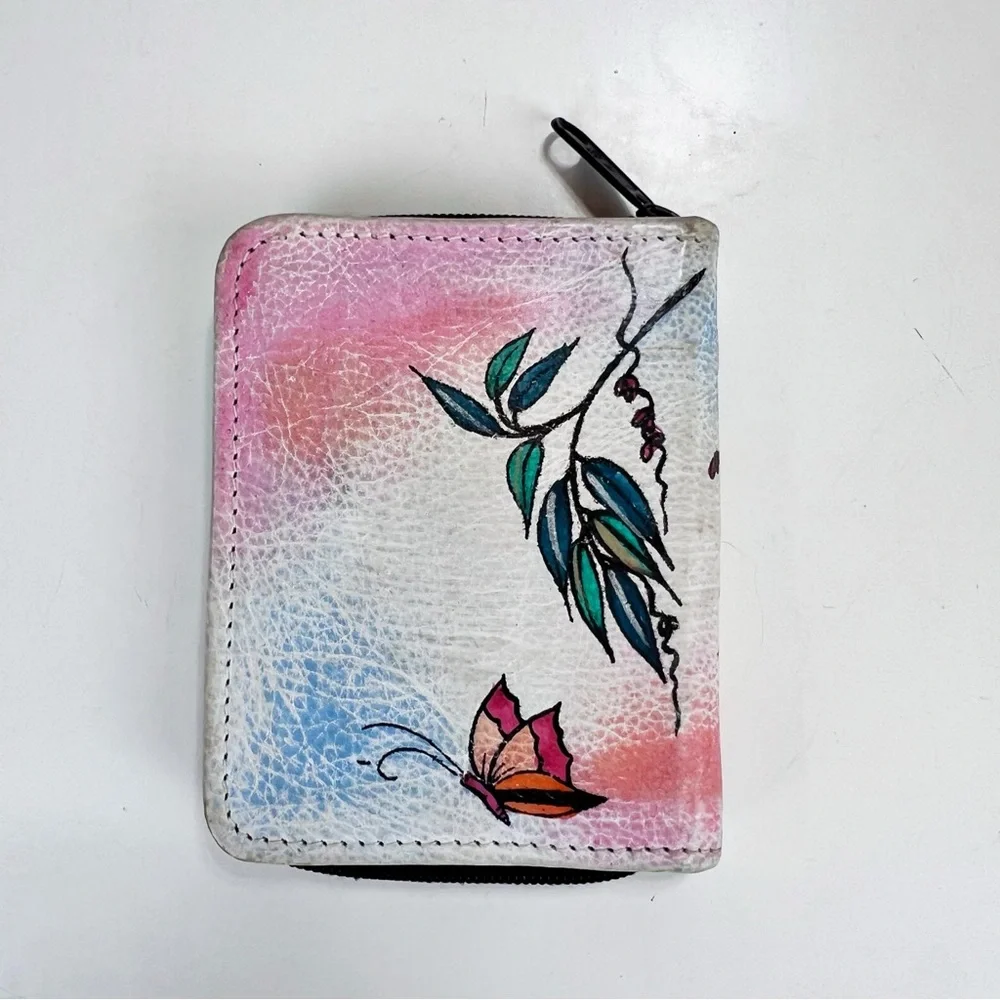 Anushcka Hand Painted Butterfly Zip around Wallet